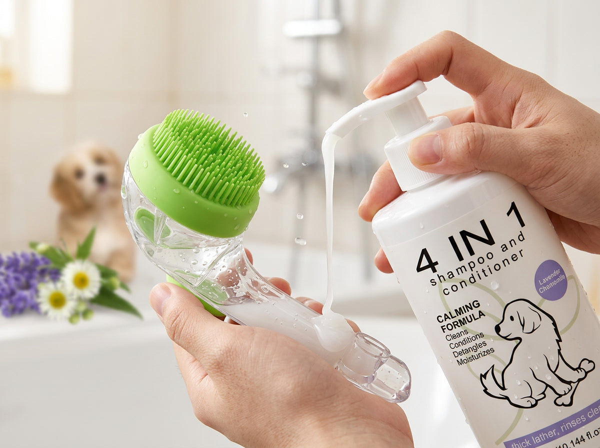 PawSuds™ Shampoo-Dispensing Bath Brush